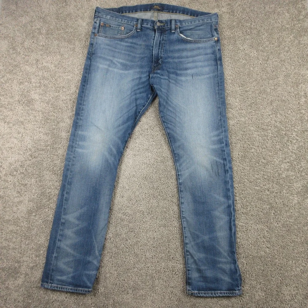 Polo Ralph Lauren Jeans Mens 36x32 Blue Varick Slim Straight Faded Denim Pants
